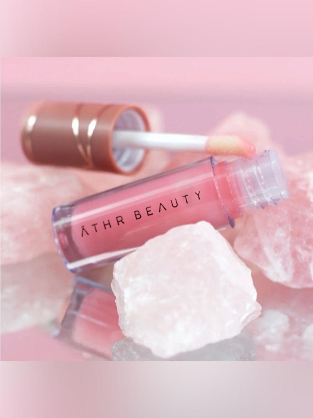 ATHR Beauty Pink Lip Gloss - Sheer Pink Shine Celestial Quartz Clean Vegan